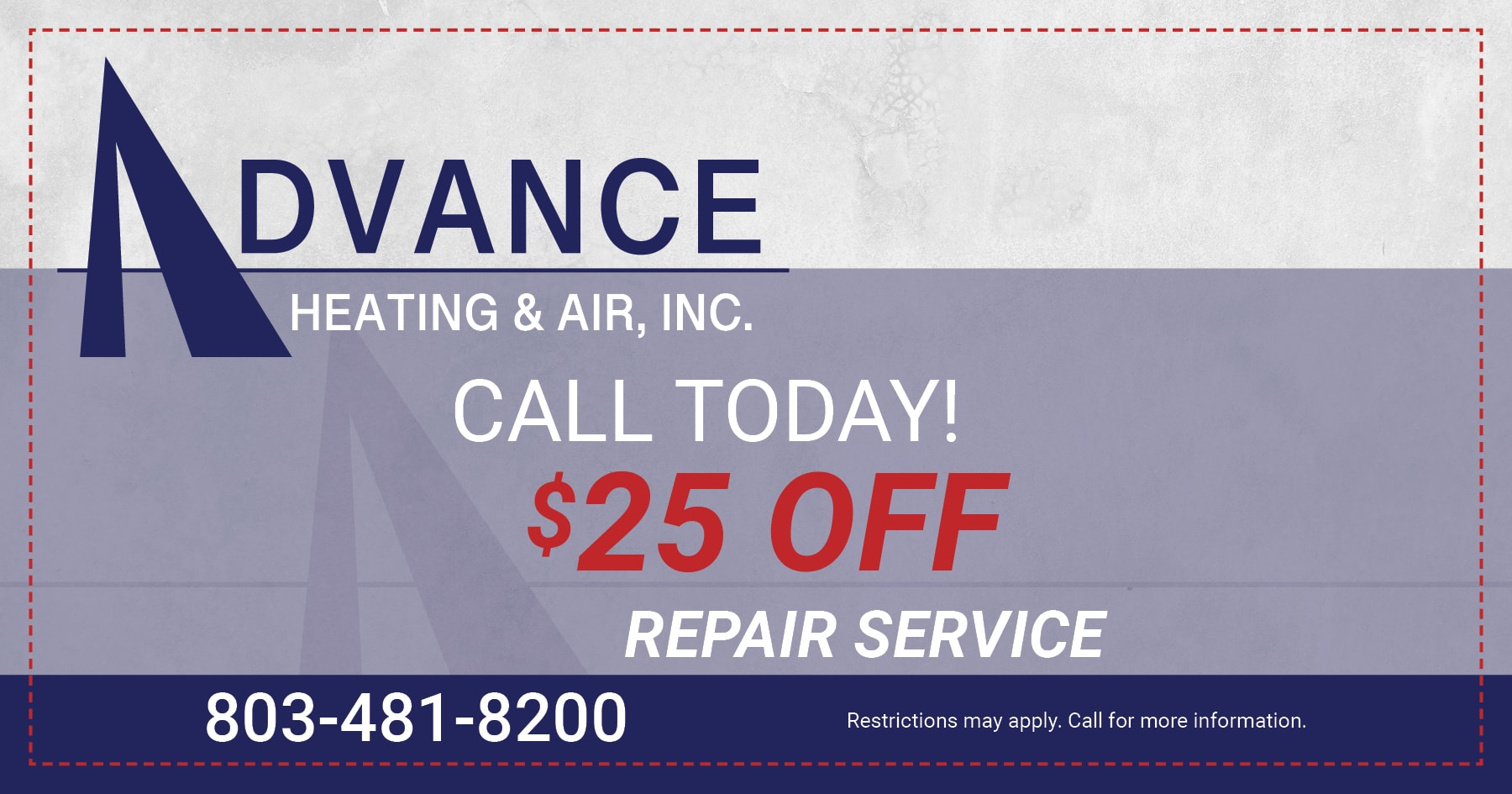 Coupon  off repair service at Advance Heating & Air.